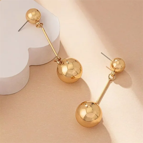 Trendy Geometric Big Ball Long Style Ear Fashion Alloy Wedding Party Tassel Earrings - Image 5