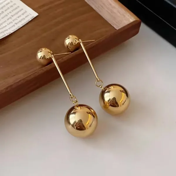 Trendy Geometric Big Ball Long Style Ear Fashion Alloy Wedding Party Tassel Earrings - Image 8