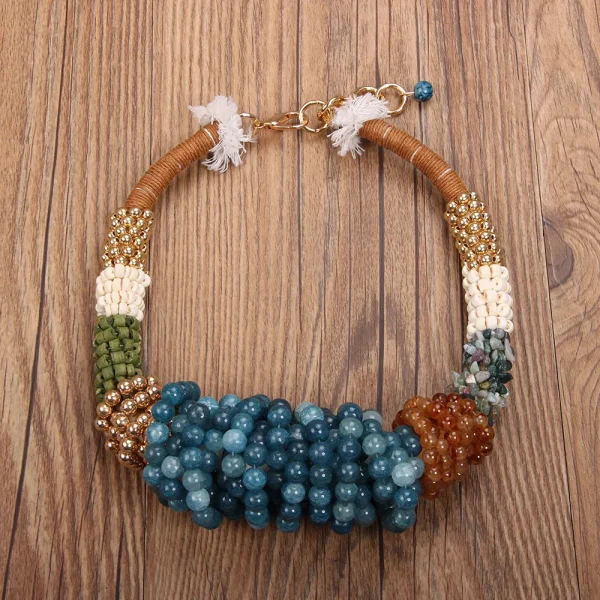 Trendy Geometric Exaggerated Individual Beaded Vintage Wedding Party Necklace - Image 3