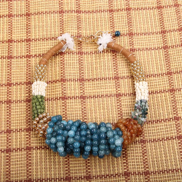 Trendy Geometric Exaggerated Individual Beaded Vintage Wedding Party Necklace - Image 4