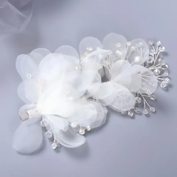 Trendy Metal Crystal Flower Headpiece Bridal Wedding Hair Clips Hairpin - Image 3