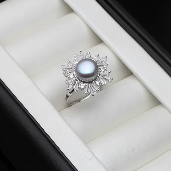 Trendy Real Silver 925 Pearl Adjustable Freshwater Pearl Femme Wife Mother Engagement Ring - Image 4