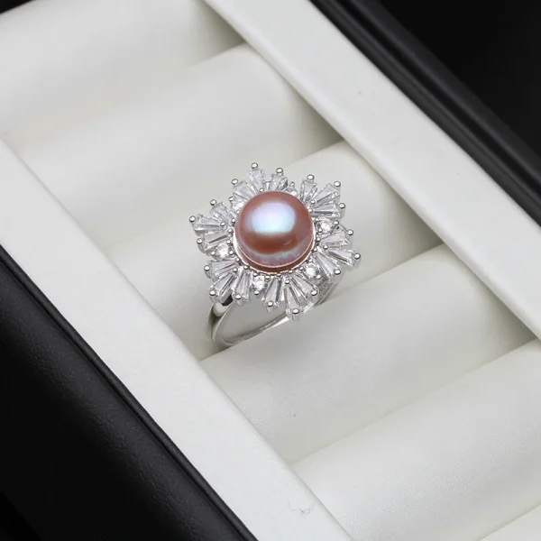 Trendy Real Silver 925 Pearl Adjustable Freshwater Pearl Femme Wife Mother Engagement Ring - Image 5