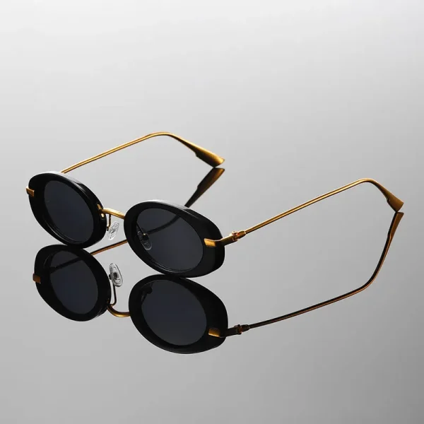 Trendy Retro Metal Round Shades Stylish Design Driving Anti UV Sunglasses - Image 3