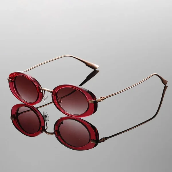 Trendy Retro Metal Round Shades Stylish Design Driving Anti UV Sunglasses - Image 5