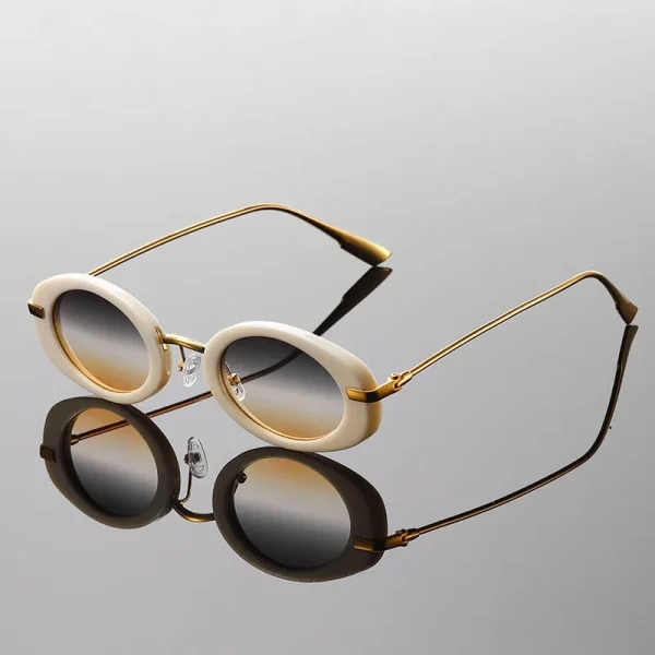 Trendy Retro Metal Round Shades Stylish Design Driving Anti UV Sunglasses - Image 6