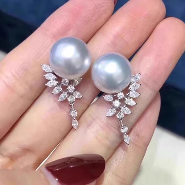 Trendy Simulated Sparkling CZ Aesthetic Wedding Party Romantic Crystal Pearl Drop Earrings