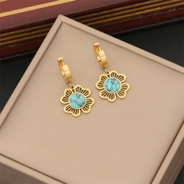 Trendy Stainless Steel Embed Stones Ginkgo Leaf Flower Charm Chain Necklaces Bracelets Earrings Jewelry set - Image 10