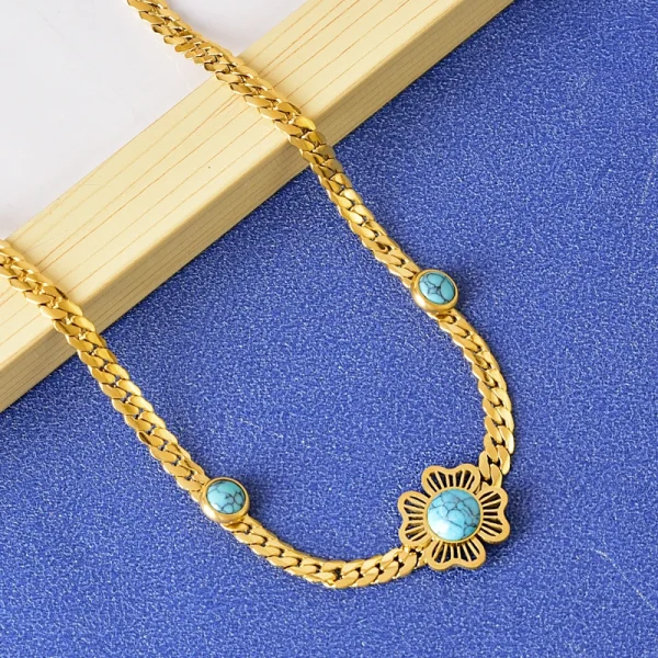 Trendy Stainless Steel Embed Stones Ginkgo Leaf Flower Charm Chain Necklaces Bracelets Earrings Jewelry set - Image 6