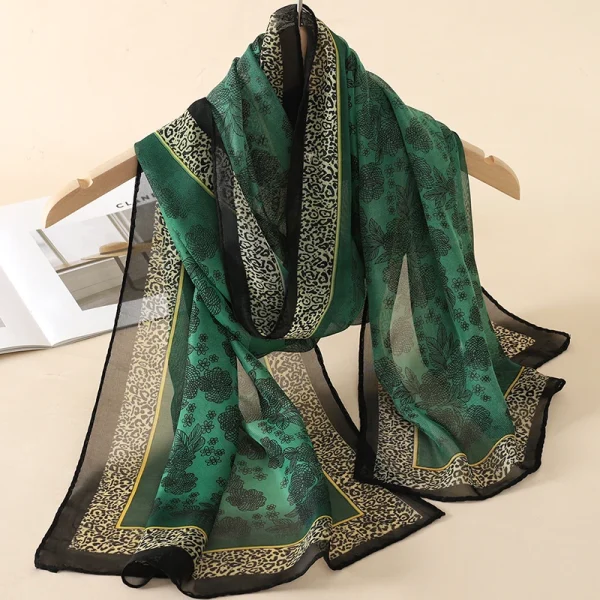 Casual Sunscreen Silk Long Wrap Beach Travel Outdoor Headband Print Chiffon Scarf Shawl - Image 3