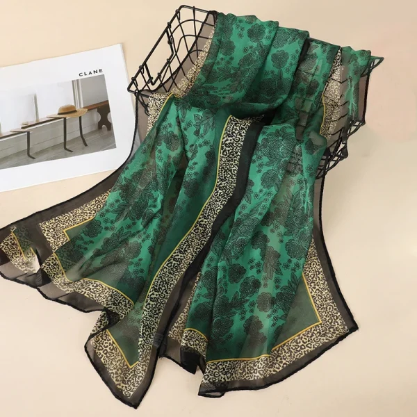 Casual Sunscreen Silk Long Wrap Beach Travel Outdoor Headband Print Chiffon Scarf Shawl - Image 2
