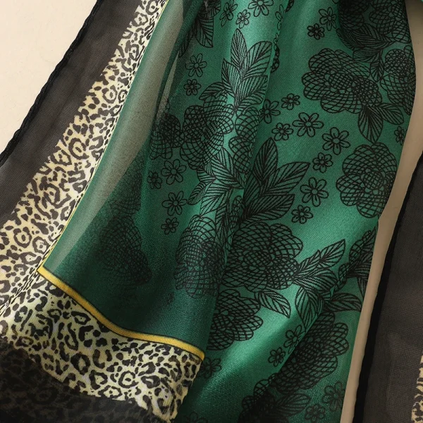 Casual Sunscreen Silk Long Wrap Beach Travel Outdoor Headband Print Chiffon Scarf Shawl - Image 6