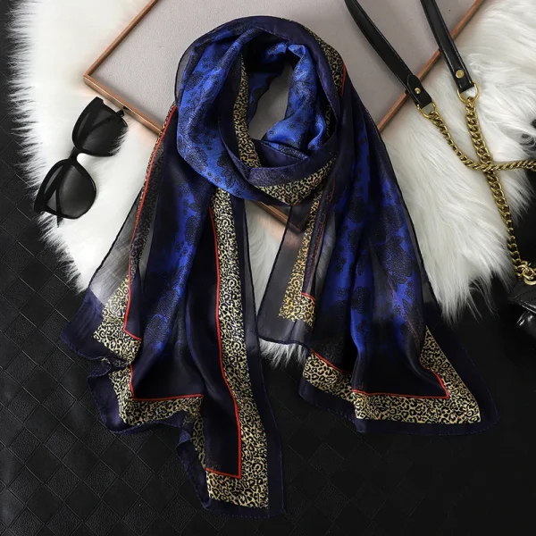 Casual Sunscreen Silk Long Wrap Beach Travel Outdoor Headband Print Chiffon Scarf Shawl - Image 7