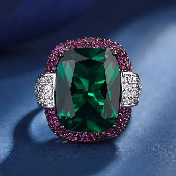 Trendy Tourmaline Lab Diamond Wedding Bands Gemstone Cocktail Party Ruby Emerald Rings - Image 6