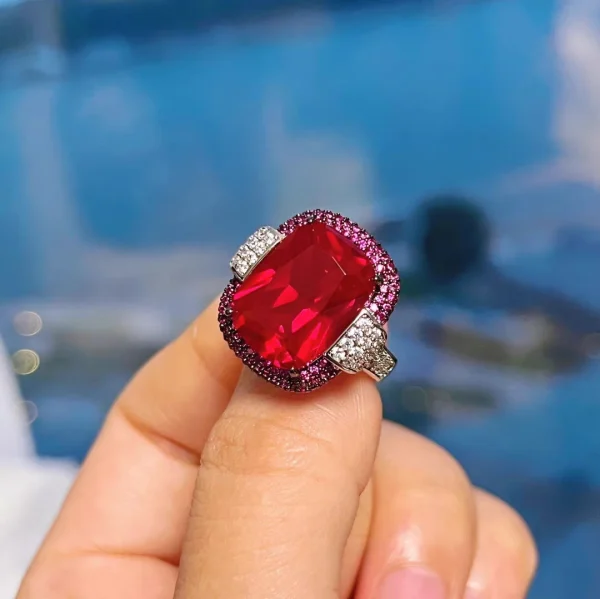 Trendy Tourmaline Lab Diamond Wedding Bands Gemstone Cocktail Party Ruby Emerald Rings - Image 3