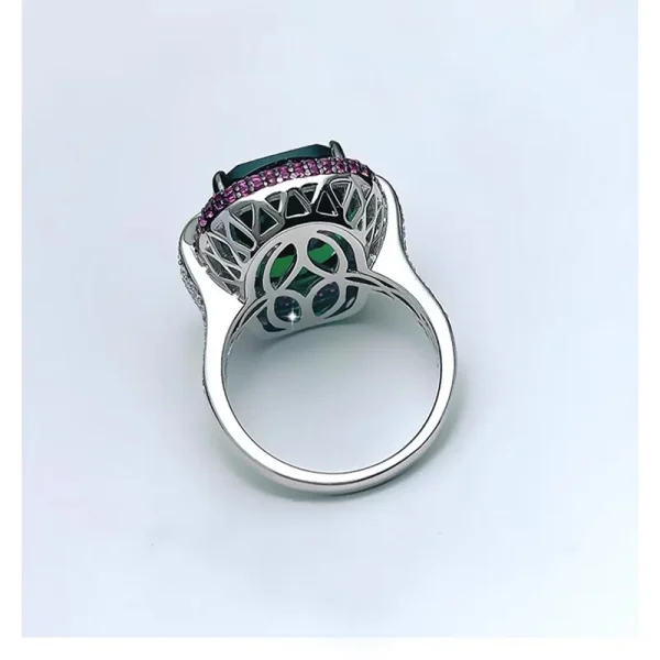 Trendy Tourmaline Lab Diamond Wedding Bands Gemstone Cocktail Party Ruby Emerald Rings - Image 10