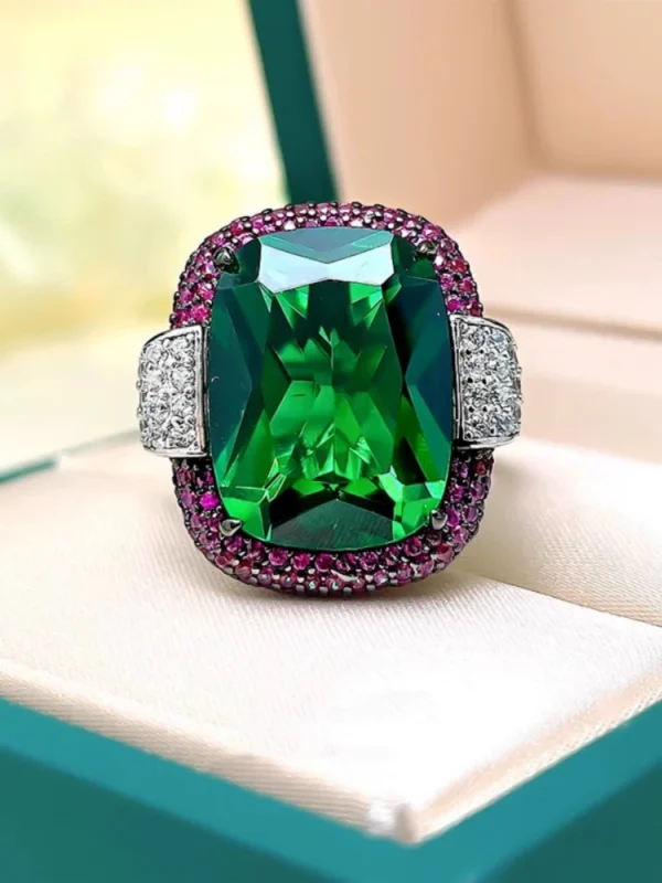 Trendy Tourmaline Lab Diamond Wedding Bands Gemstone Cocktail Party Ruby Emerald Rings - Image 8