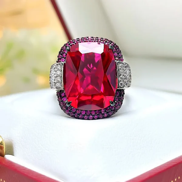 Trendy Tourmaline Lab Diamond Wedding Bands Gemstone Cocktail Party Ruby Emerald Rings - Image 2