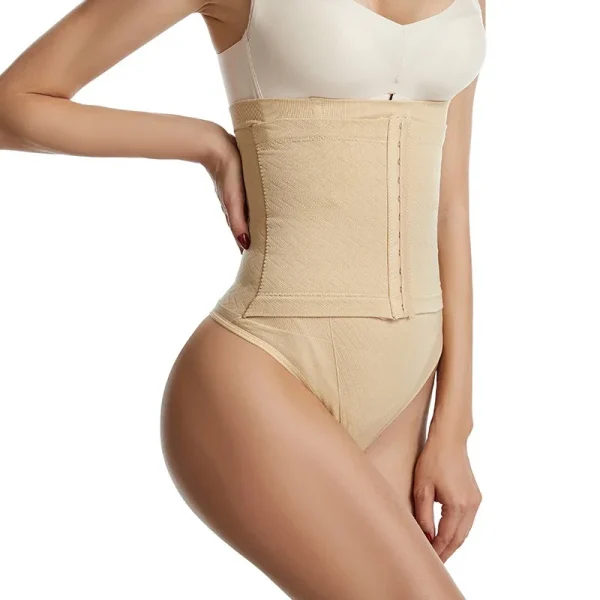 Tummy Control High Waist Body Shaper Underwear Girdle Panty Seamless 3 Rows Hooks Thong Shapewear - Image 3