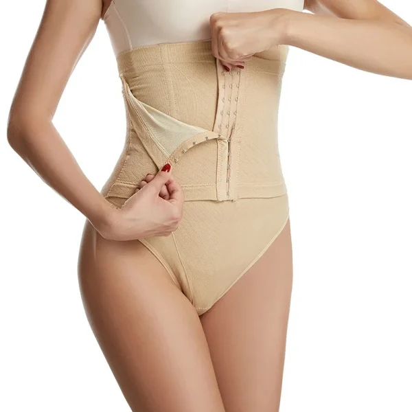 Tummy Control High Waist Body Shaper Underwear Girdle Panty Seamless 3 Rows Hooks Thong Shapewear - Image 4