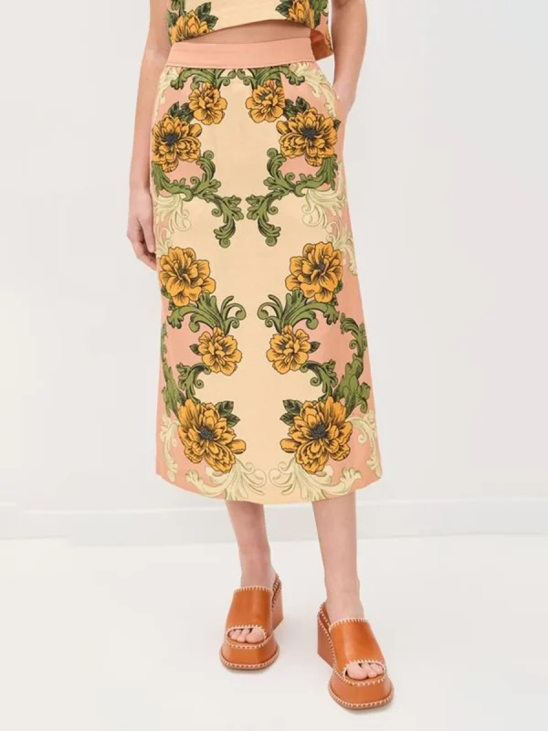 Two Piece Set O Neck Short Sleeve Top Highwaist Skirts Elegant Sets - Image 2