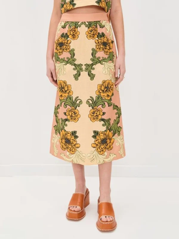 Two Piece Set O Neck Short Sleeve Top Highwaist Skirts Elegant Sets - Image 3