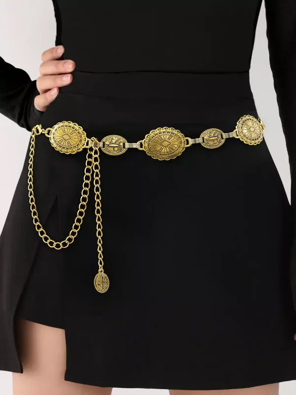 Vintage Alloy Boho Coin Waist Holiday Link Chain Belt
