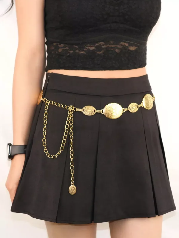 Vintage Alloy Boho Coin Waist Holiday Link Chain Belt - Image 2