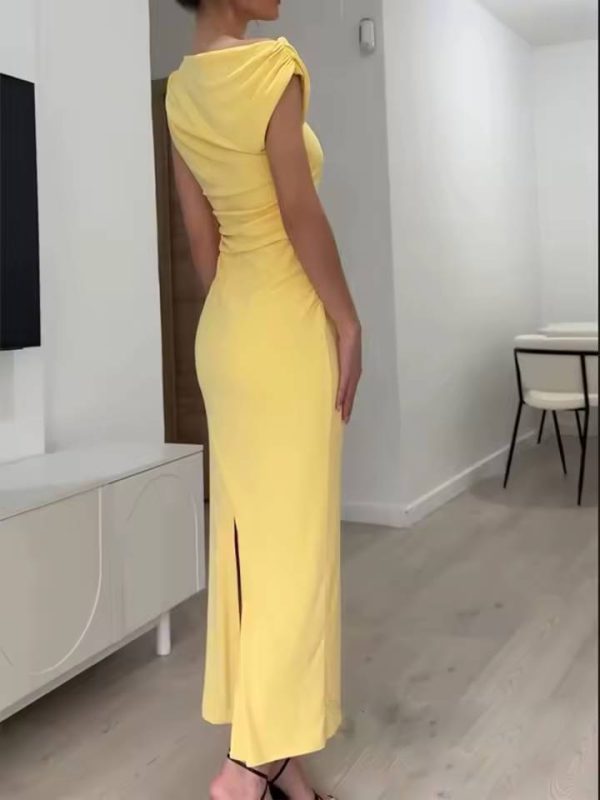 Vintage Casual Solid O-Neck Sleeveless Asymmetrical Straight Vestidos Dress - Image 2