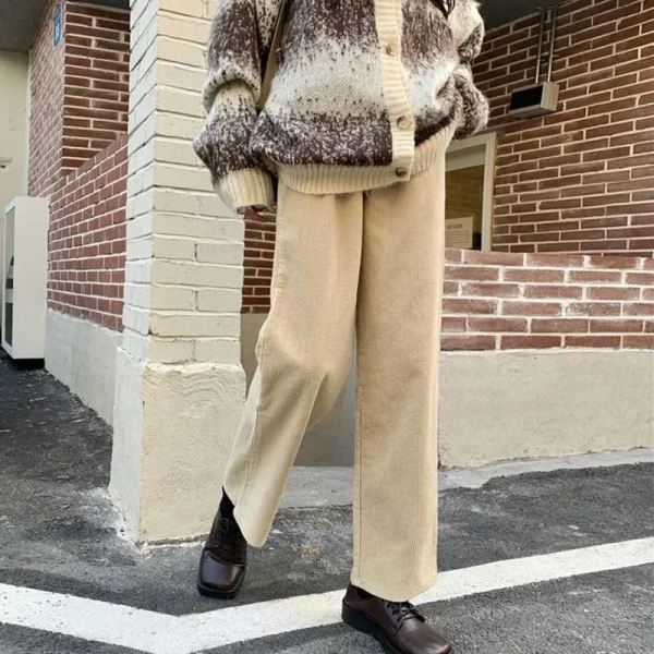 Vintage Corduroy Wide Leg High Waist Pockets Baggy Trousers - Image 13