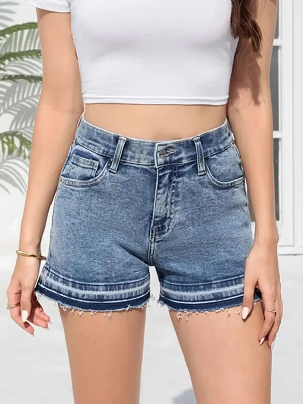 Vintage Embroidery Pockets Zipper Fly Casual Jean Booty Shorts
