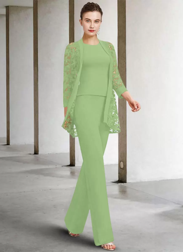 Vintage Fashion Jewel Neck 3/4 Length Sleeves A-Line Lace Ankle-Length Dresses - Image 7