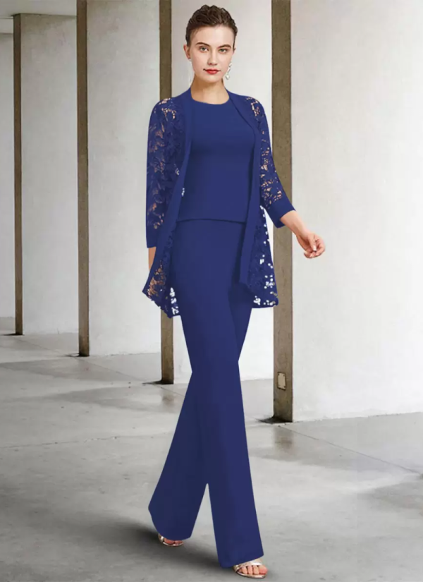 Vintage Fashion Jewel Neck 3/4 Length Sleeves A-Line Lace Ankle-Length Dresses - Image 8