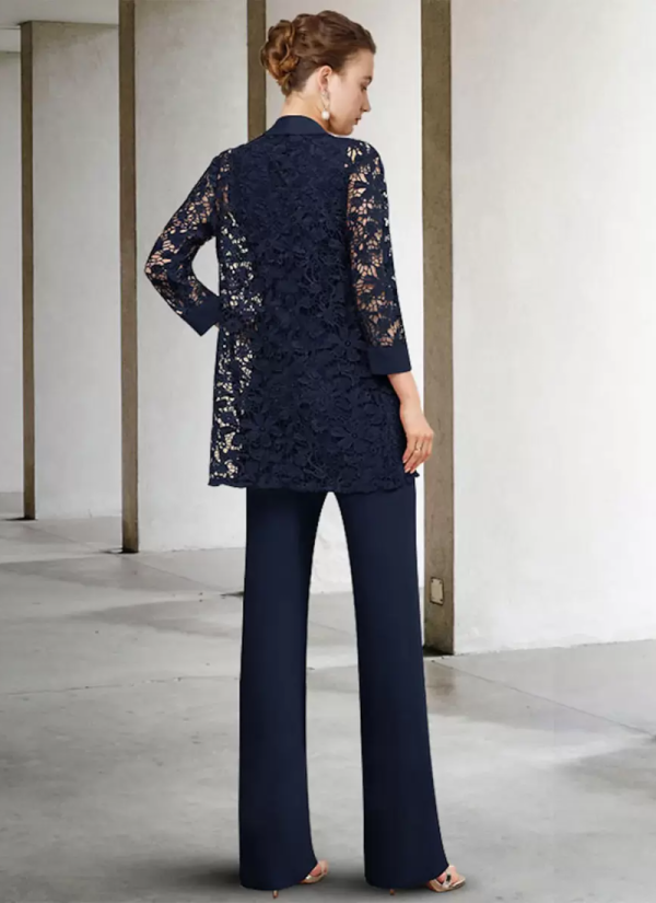 Vintage Fashion Jewel Neck 3/4 Length Sleeves A-Line Lace Ankle-Length Dresses - Image 5