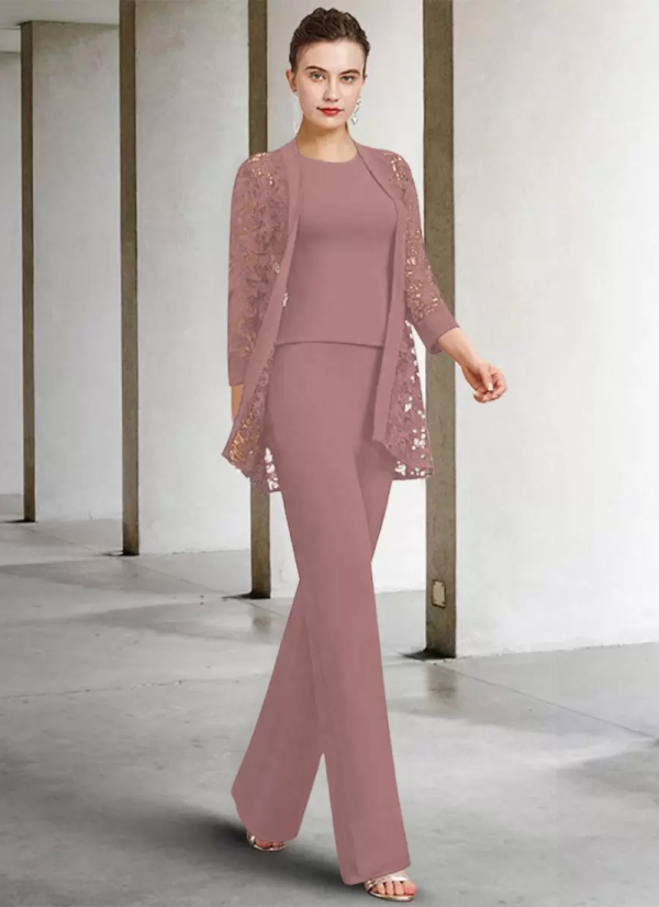 Vintage Fashion Jewel Neck 3/4 Length Sleeves A-Line Lace Ankle-Length Dresses - Image 9