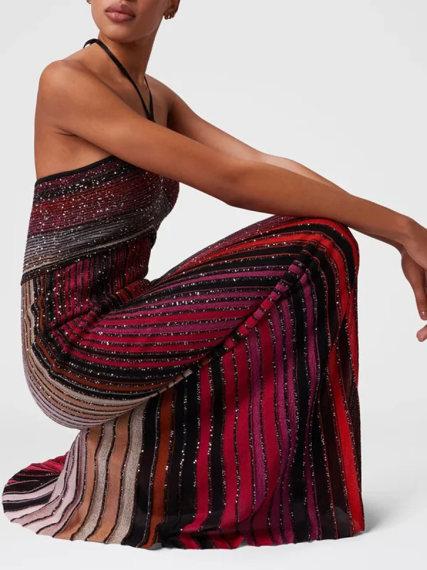 Vintage Halter Sleeveless High Waist Temperament Maxi Dress - Image 3