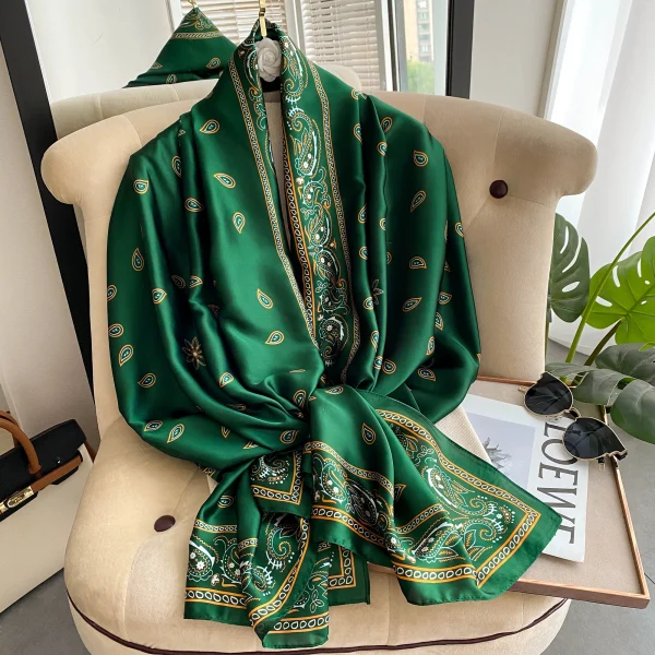 Vintage Hijab Foulard Bandana Femme Headscarf Silk Scarf Scarftop Headwraps Hair Scarve - Image 4