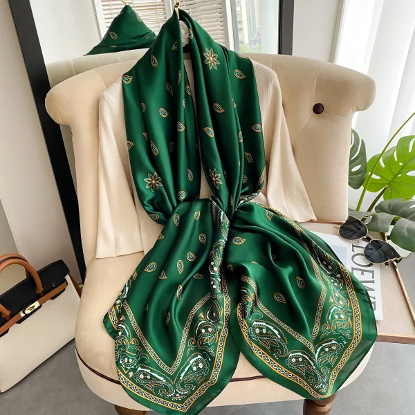 Vintage Hijab Foulard Bandana Femme Headscarf Silk Scarf Scarftop Headwraps Hair Scarve - Image 5