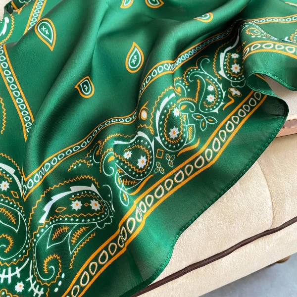 Vintage Hijab Foulard Bandana Femme Headscarf Silk Scarf Scarftop Headwraps Hair Scarve - Image 7