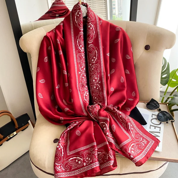 Vintage Hijab Foulard Bandana Femme Headscarf Silk Scarf Scarftop Headwraps Hair Scarve