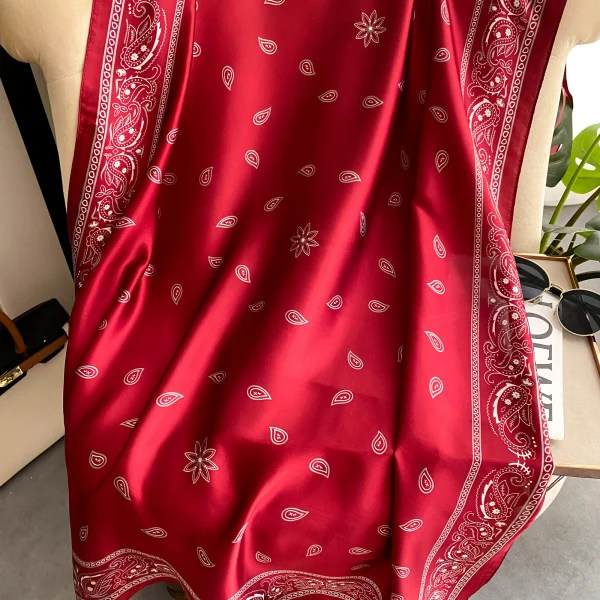 Vintage Hijab Foulard Bandana Femme Headscarf Silk Scarf Scarftop Headwraps Hair Scarve - Image 2
