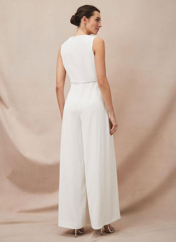 Vintage Jewel Neck 3/4 Length Sleeves A-Line Customization Pleated Guest Dresses - Image 2