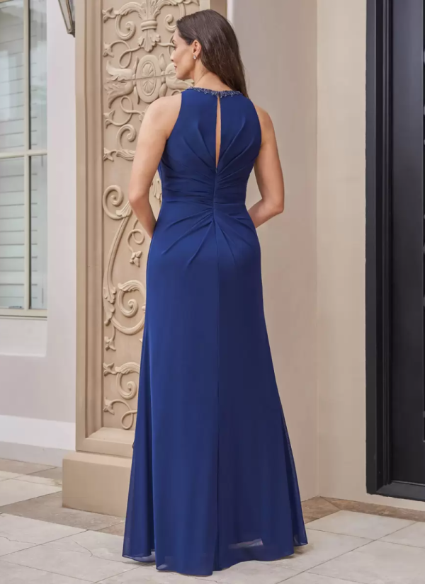 Vintage Jewel Neck Sleeveless A-Line Applique Floor-Length Guest Dresses - Image 3