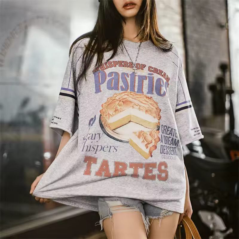 Vintage Loose Street Casual Outfits Breathable Printed Short Sleeves T-Shirt - Image 2