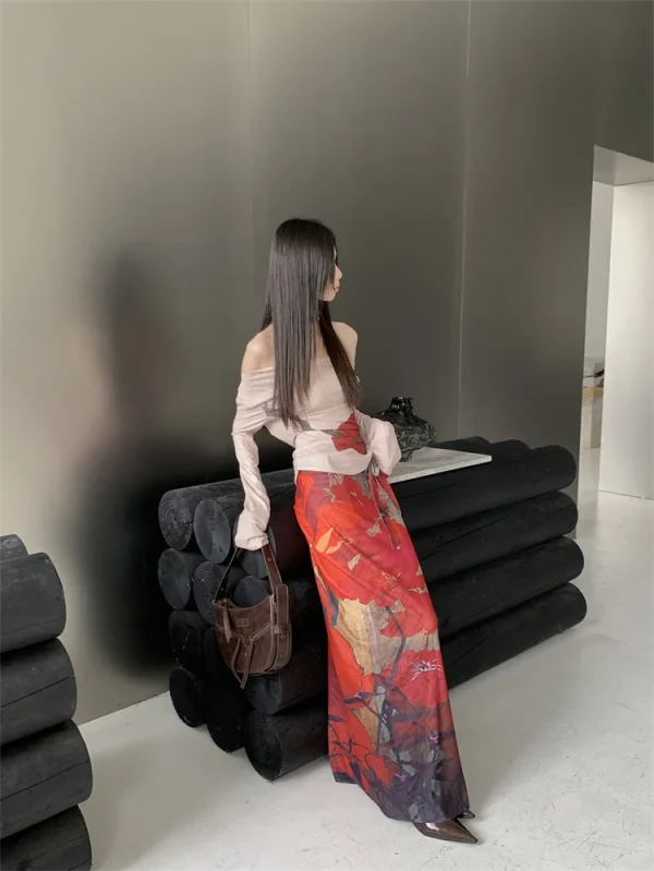 Vintage Mesh Lace Up Wrap Fashion Luxury Designer Long Skirts - Image 4