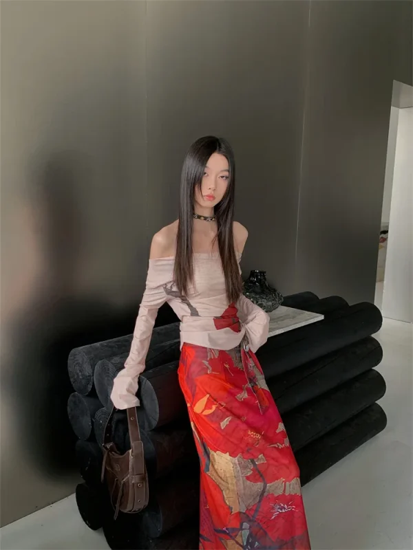 Vintage Mesh Lace Up Wrap Fashion Luxury Designer Long Skirts - Image 5