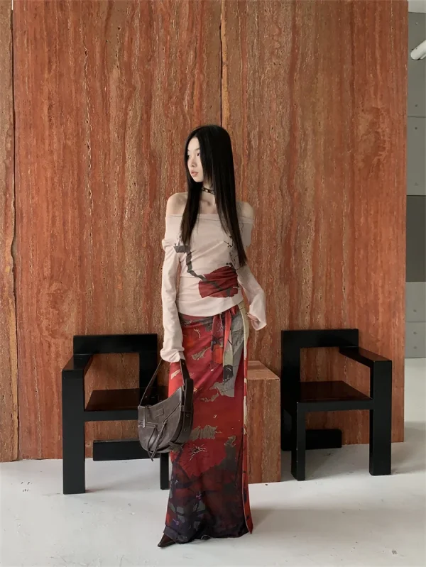 Vintage Mesh Lace Up Wrap Fashion Luxury Designer Long Skirts - Image 7