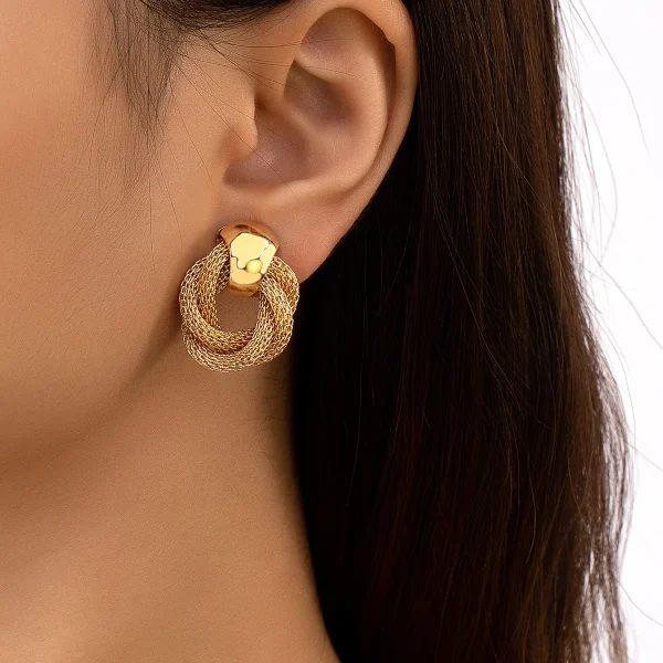 Vintage Metallic Twisted weaving Round Circle Dangle Wedding Party Drop Earrings