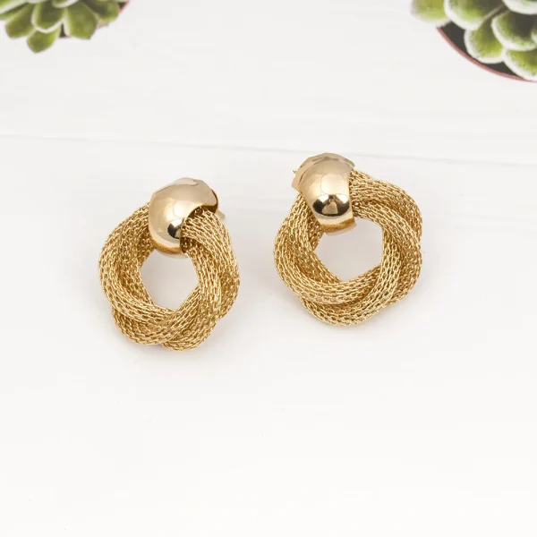 Vintage Metallic Twisted weaving Round Circle Dangle Wedding Party Drop Earrings - Image 3