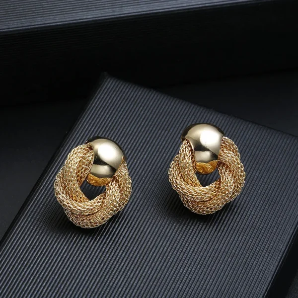 Vintage Metallic Twisted weaving Round Circle Dangle Wedding Party Drop Earrings - Image 7